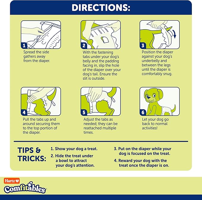New! Hartz® Comfitables® Disposable Dog Diapers, Size Medium 12 Count, Comfortable & Secure Fit, Easy to Put On, Super Absorbent Male and Female Diaper
