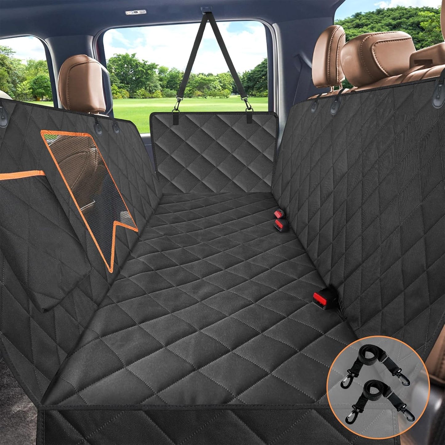 Kytely Dog Car Seat Cover XL, Heavy Duty Dog Seat Cover for Back Seat, 100% Waterproof Nonslip Hammock for Car with Side Flap, Scratch Proof Pet Back Seat Covers