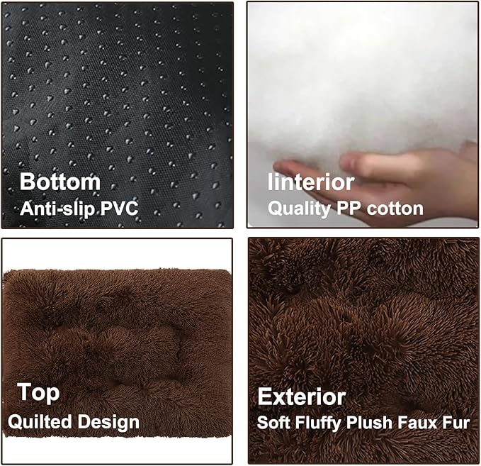 Dog Crate Mat, Dog Bed for Large Dogs, Comfy Fluffy Kennel Pad Anti-Slip for Dog beds & Furniture, Quilted Dog Bed for Pets for Medium/Small Dogs Cats (Color : Coffee, Size : 20x14.9)
