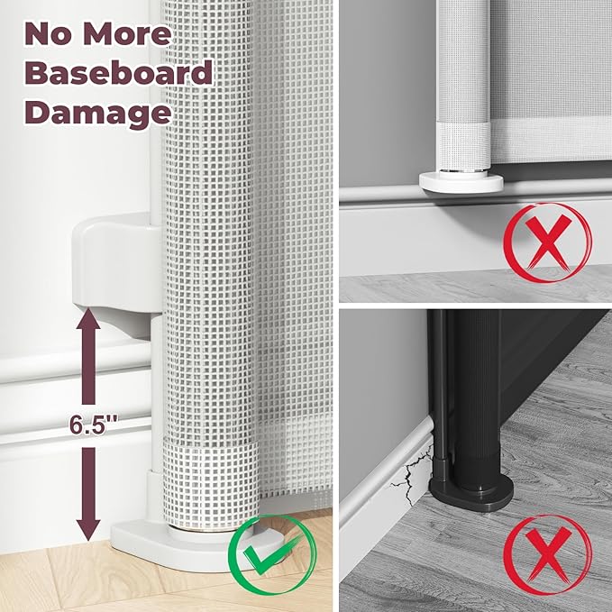76" Retractable Baby Gates Extra Wide, Mesh Long Dog Gate for Wide Openings, Indoor Outdoor Stair Gate for Doorways Hallways Deck Porch, Child Pet Safety Essentials for Home, White