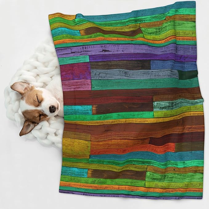 Colorful Wood Throw Blanket - Wooden Blanket for Dog Cat Pet Blankets 40x30 for Couch Sofa Bed