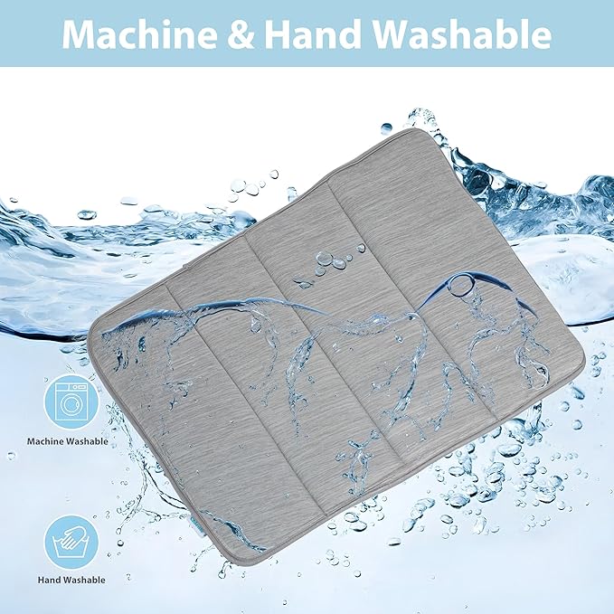 Dog Cooling Mat for Large Dogs - 35x23 Orthopedic Memory Foam Pet Pad for Summer, QMAX>0.5, Washable Premium Comfort Crate Pad for Your Furry Companion, Grey,