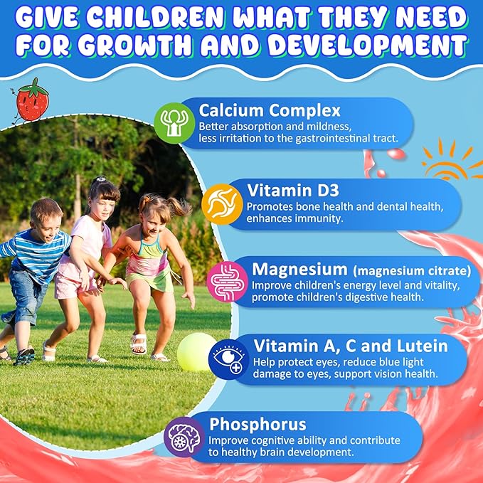 Sugar Free Vitamin C + D3 + Zinc Gummies for Adults 50+ & Calcium + D3 & Magnesium Filled Gummies for Kids 4+