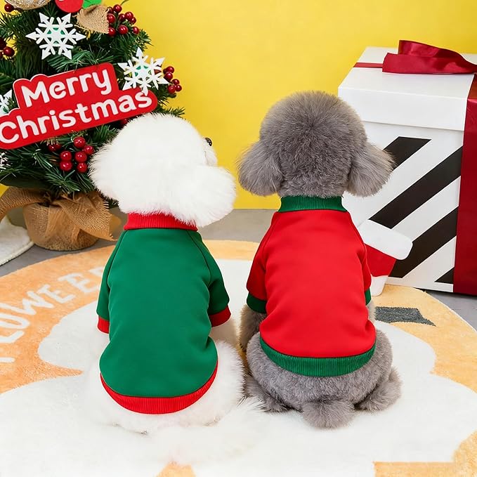 Custom Dog Hoodie, Personalized Sweatshirt with Photo Text Name Logo, Customized Hooded Sweater for Small Medium Large Dogs & Cats (Red + Green Sleeves, Medium)