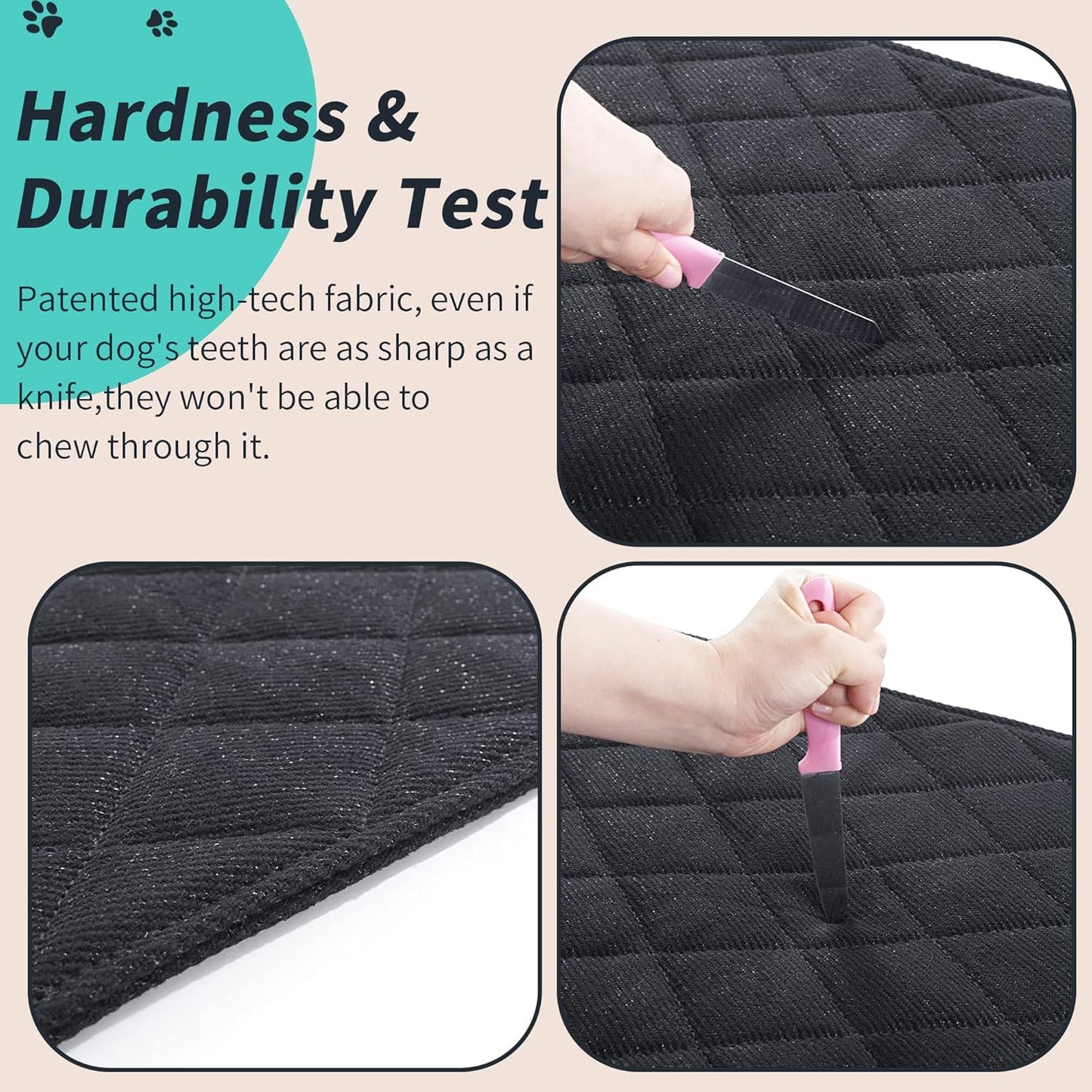 MABOZOO Indestructible Dog Beds - Chew Proof Crate Pad for Aggressive Chewers, Machine Washable Quilted Mat, Durable for Extra Large Dogs, Black Kennel Pad (36x57 in)