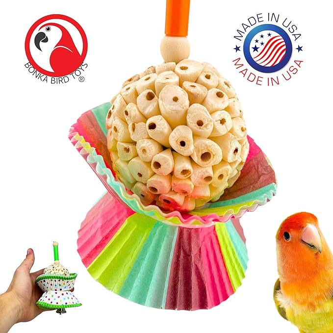 Bonka Bird Toys 1925 Cake Natural Sola Shred Forage Chew Treat Parrot Parrotlet Budgie Cockatiel Parakeets and Other Similar Birds