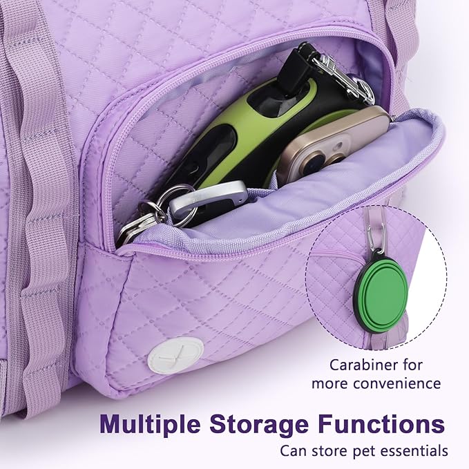 Pecute Dog Purse Carrier, Dog Carrier with Pockets for Small Dogs, Fits Dogs 5.5 lbs to 11 lbs, Cat and Puppies Tote Bag, Outing, Travel, Vet, Purple