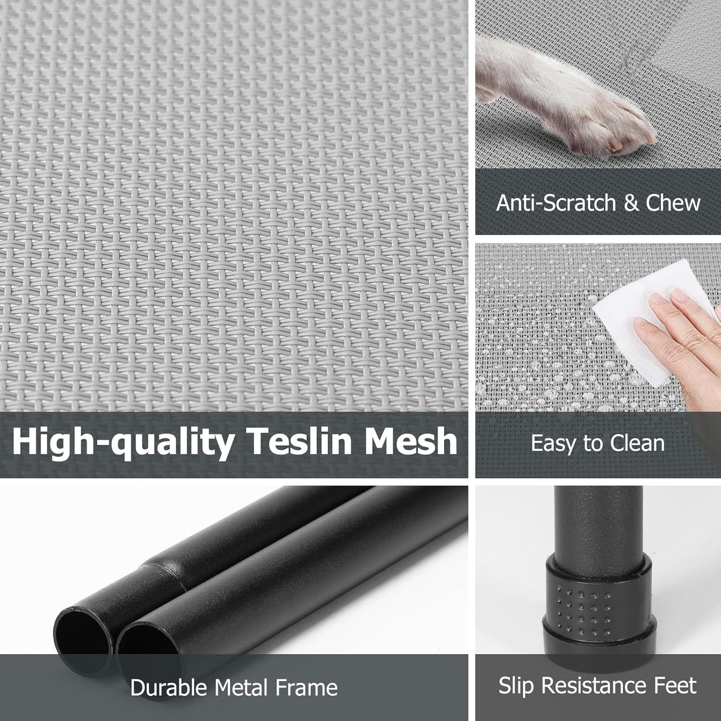 Elevated Dog Bed for Outdoor, Medium Raised Dogs Cot for Training, Cooling Pet Beds with Washable Mesh, Indestructible Lifted Platform for Outside Camping, 35 inch Grey