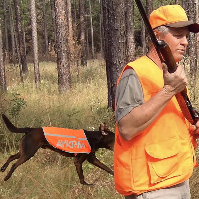 Orange Reflective Dog Vest for Large Breeds, High Visibility Dog Safety Vest Harness with Removable Bell Keep Safe from Hunting, Training & Cars Accidents