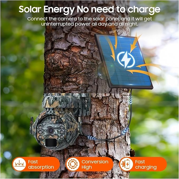 5MP Solar Cameras WiFi Wireless Outdoor 360° View Pet Monitoring Camouflage Color Solar Battery PTZ Camera(Only WiFi Camera)