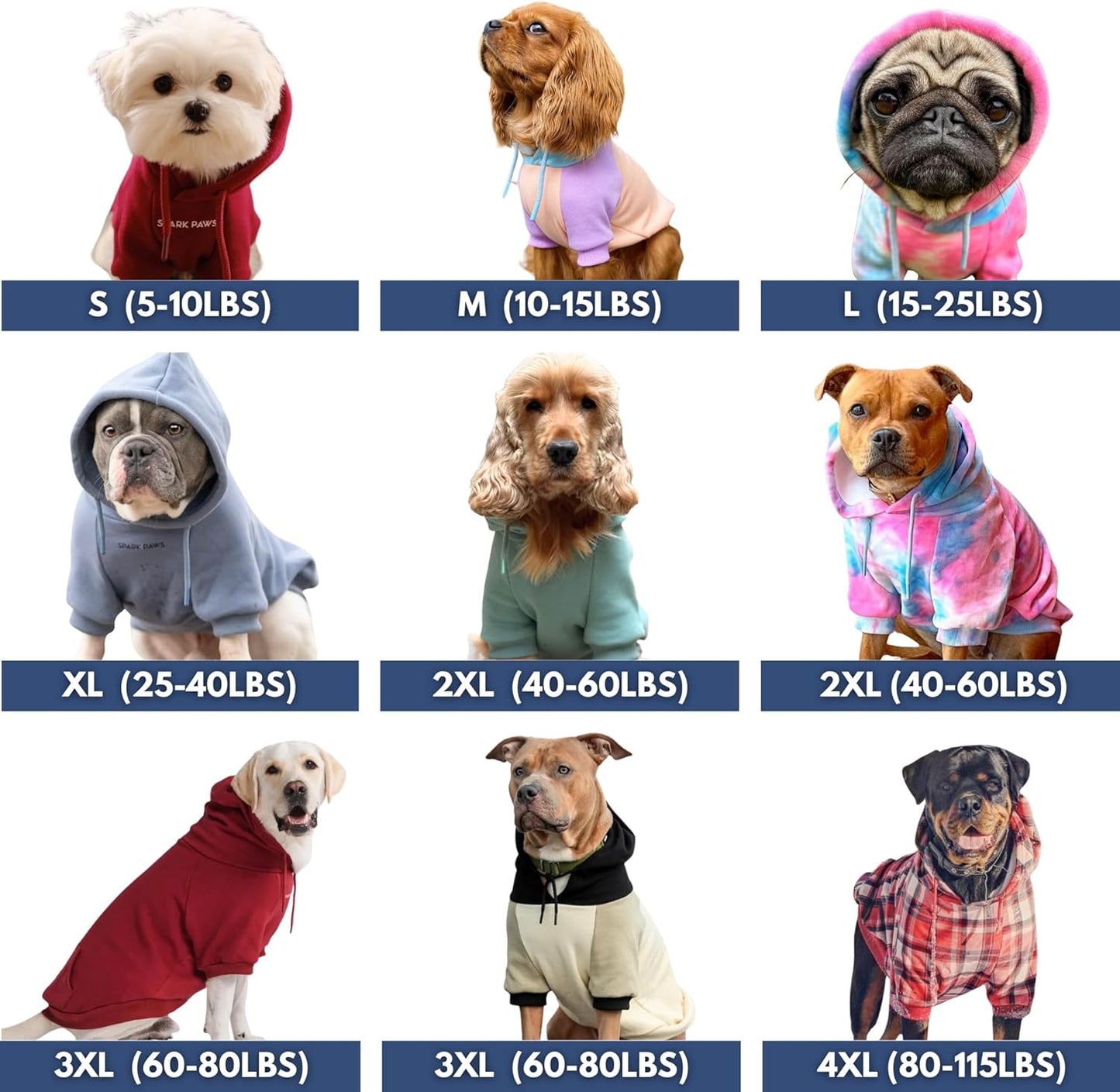 Spark Paws Dog Hoodie – Premium Dog Sweater for Small, Medium, and Large Dogs | Warm Outfits for French Bulldogs, Pitbull, Puppy, Winter Jacket Alternative - Slate Blue - 3XL