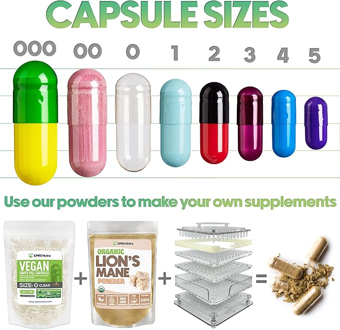XPRS Nutra Size 1 Empty Capsules - 500 Count Empty Gelatin Capsules - Pill DIY Capsule Filling - Pure Bovine Pill Gel Caps for Do-It-Yourself Supplements (Purple/White)