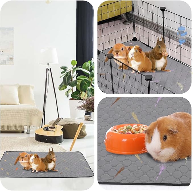 2Pcs Guinea Pig Cage Liners,Guinea Pig Fleece Cage Liners28''X56'' Super Absorbent Washable Pee Pads Reusable for Rabbit Hamster Chinchilla