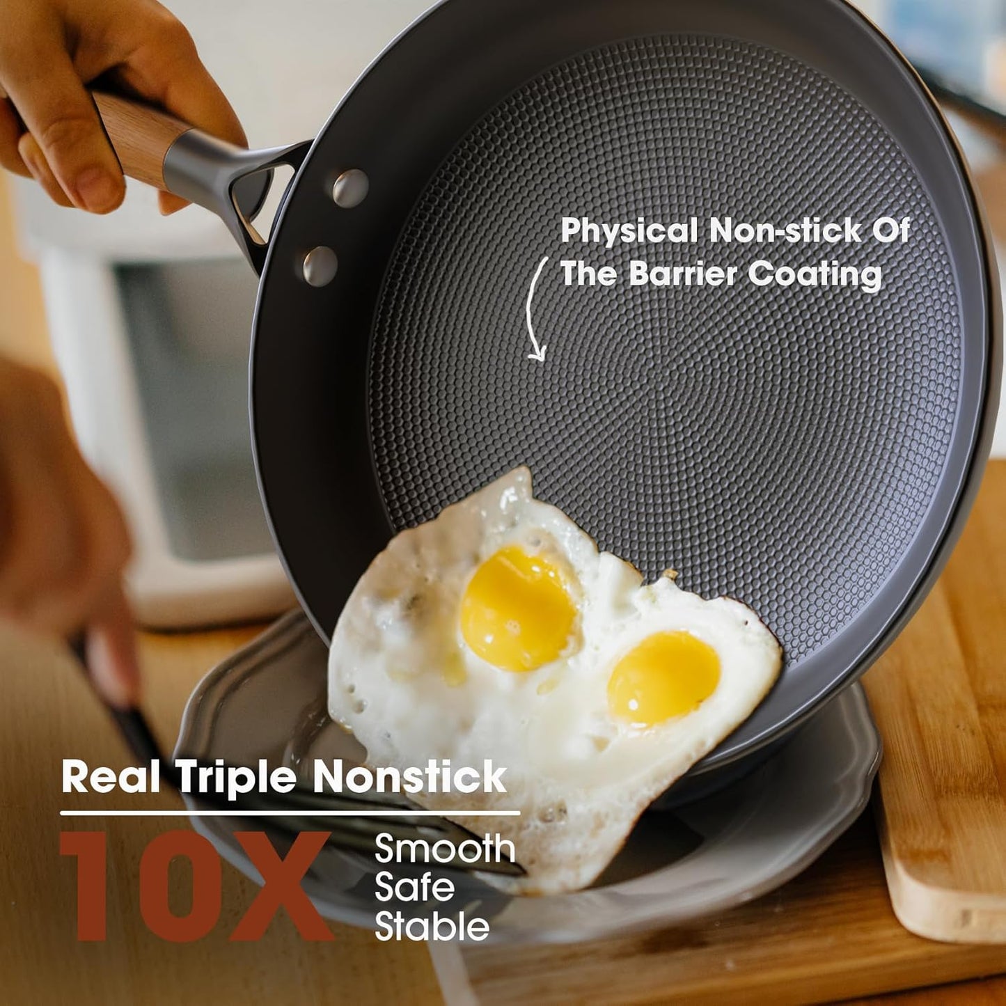 imarku Frying Pan Set - 10 &12inch Pot Set with Removable Handle Honeycomb Cast Iron Skillets, Large Frying Pans Nonstick Dishwasher Safe, Oven Safe Kitchen Pans for Cooking, Best Gifts for Women/Men
