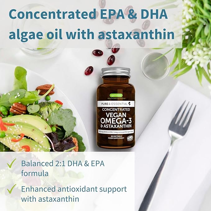 Vegan Omega-3 + Calcium & Magnesium Complex Vegan Bundle, Sustainable EPA & DHA Algae Oil 1340mg + 2:1 Plant Based Algae Mineral Complex, by Igennus