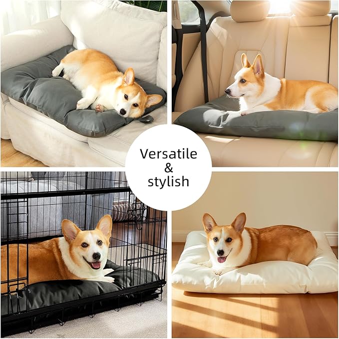 Chew Resistant Dog Bed for Extra Large Dogs - Durable 47"x29" Kennel Pad with Soft Plush Filling, Machine Washable Crate Mat for Aggressive Chewers, Indoor Outdoor Pet Bed, Gray