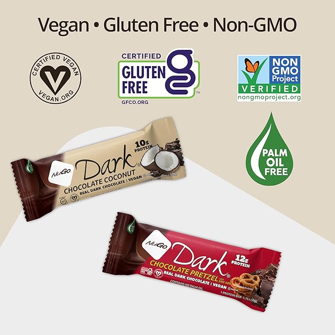 NuGo Dark Mocha Chocolate, 11g Vegan Protein, 200 Calories, Gluten Free,12 Count (Pack of 1)