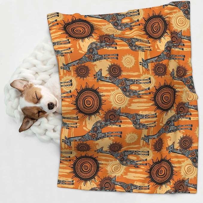 Double Sided Pet Mat for Dog Bed Topper Cat Blanket Furniture Protector, Abstract African Giraffe, Reversible Plush with Tactile Dot Pattern for Style Change