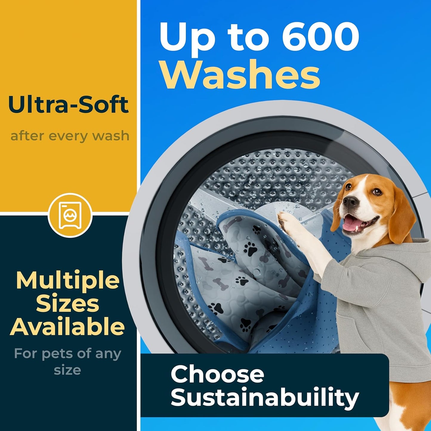 GREEN LIFESTYLE Washable Pee Pads for Dogs - Waterproof Reusable Puppy Pads with Anti-Slip Backing, Pet Training Pad for Puppy Playpen, Crate, Whelping Box, Potty Training (Pack of 2 - 41x41)