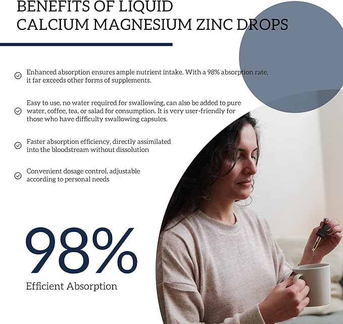 (2 Pack) 10 in 1 Magnesium Calcium Zinc Supplement with Vitamin C D3 K2, Glycinate Mag Vegan Liquid Drops Plus L-Theanine Boron Sea Moss Extract, Immune Support, Bone, Sleep & Leg Cramps, 1 Fl Oz