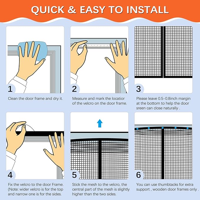 Fiberglass Magnetic Screen Door Fit Door Size 32 x 78 in- Heavy Duty Fiberglass Screen Door Mesh for Interior Door, Patio and Sliding Doors - Door Screen Magnetic Closure Let Fresh Air in