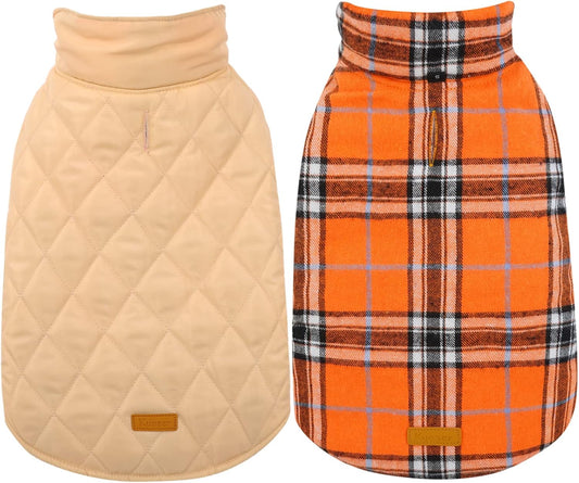 Kuoser Warm Dog Coat, Waterproof Dog Jacket for Extra Large Dogs, Adjustable Durable XL Doggie Winter Coat Reversible Cozy Puppy Cold Weather Apparel from Small to Large Breed, Orange XL