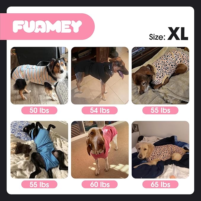FUAMEY Recovery Suit for Dogs After Surgery,Soft Breathable Dog Bodysuit E-Collar & Cone Alternative Surgical Suit,Male Female Dog Neuter Spay Suits Anti Licking Wounds Onesie Mint Green Stripes XL