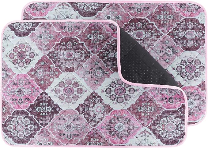 IEUUMLER Washable Pee Pads for Dogs, 2 Pack Reusable Pee Pads for Dogs Non-Slip Grip, Super Absorbent Waterproof Puppy Pads for Potty Training, Playpen, Crate, Whelping Box EU011 Pink, 41x41