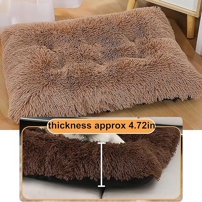Dog Crate Mat, Dog Bed for Large Dogs, Comfy Fluffy Kennel Pad Anti-Slip for Dog beds & Furniture, Quilted Dog Bed for Pets for Medium/Small Dogs Cats (Color : Khaki, Size : 48x33)