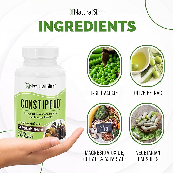 NaturalSlim Magnesium Oxide - Constipend for Constipation Relief, Colon Cleanser & Stool Softeners for Women & Men with Magnesium Citrate, Aspartate, & Olive Extract - 120 Vegetable Capsules 3 Pack