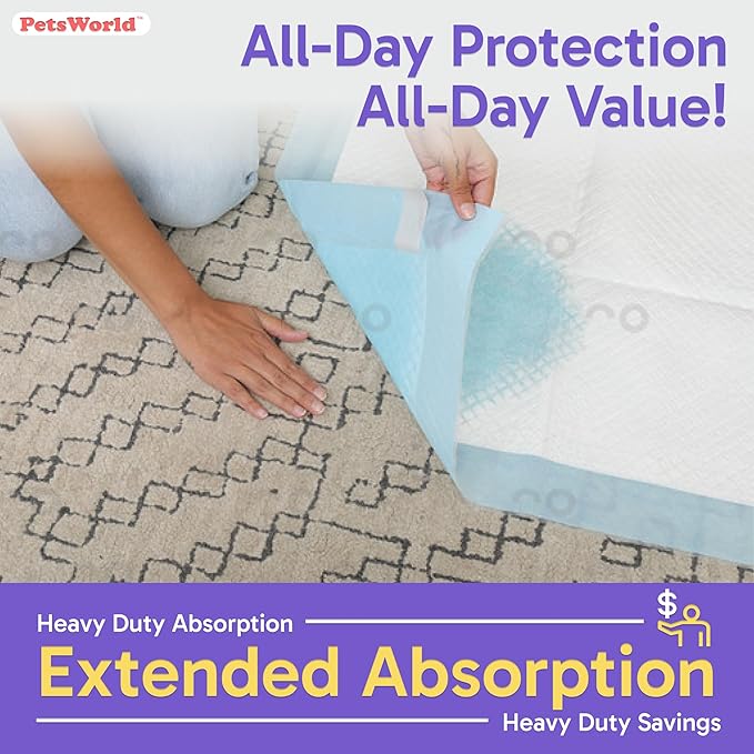PetsWorld Enormous Dog Pee Pads 37"x54" 1200 Count – XXXL Pet Pee Pads for Giant Dogs & Pets, Heavy Duty Leak-Proof Dog Training Pads, Super Absorbent Quick-Dry Potty Pads with Adhesive Tabs