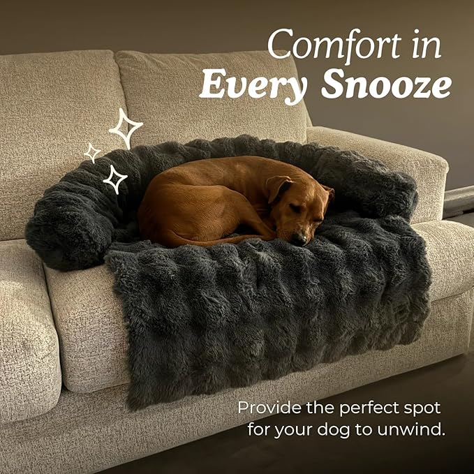 Cloud Pet Sofa Bed, Ultimate Comfort Warm Couch Cover with Fluffy Plush, Anti-Slip Machine Washable Pet Bed Easy to Maintain for Furniture Protector (Light Gray(29.5 * 29.5in))