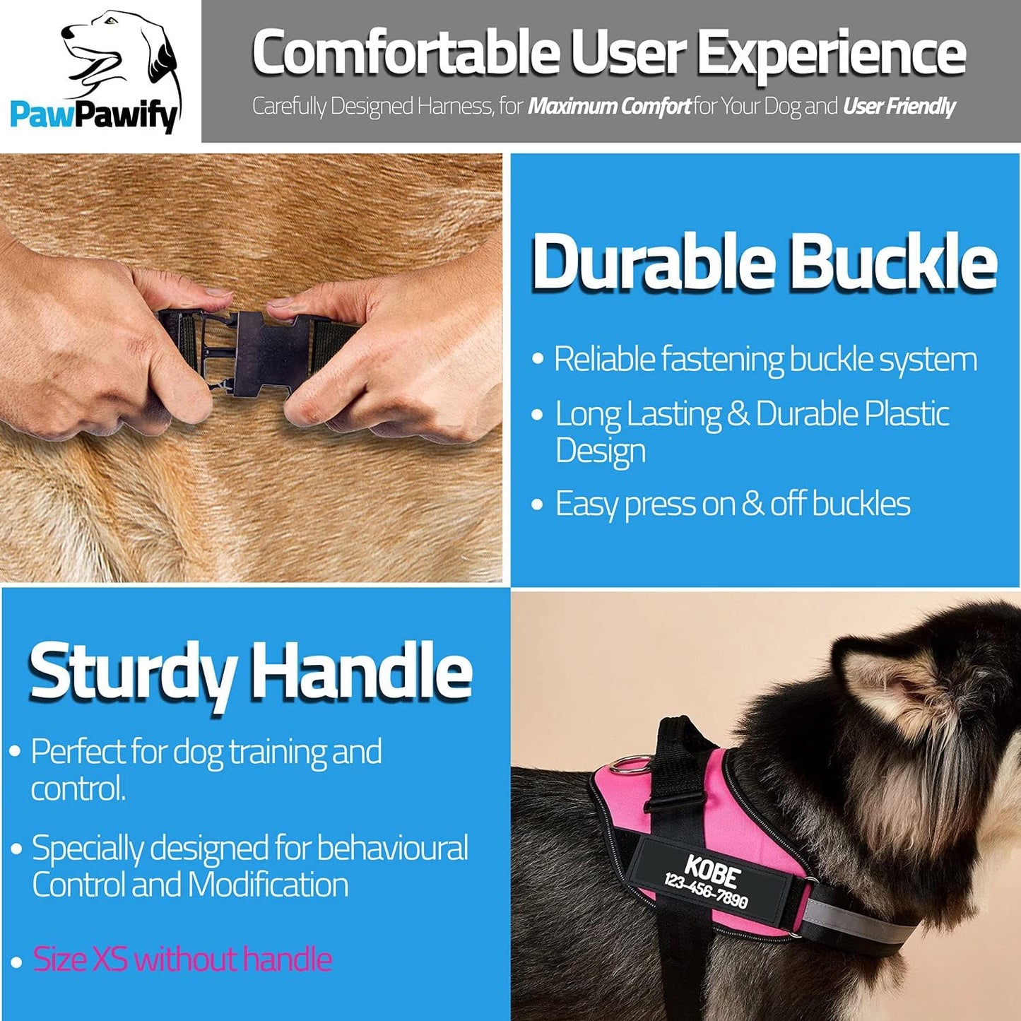 PawPawify Custom No Pull Dog Harness with Name and Phone Number, Heavy Duty Personalized Pet Vest to Prevent Tugging, Pulling, or Choking, Training and Walking (Green, XL (60-85 LBS))