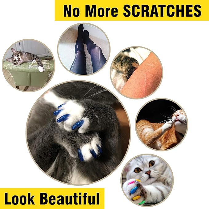 zetpo Cat Nail Caps | Cat Claw Covers | with Adhesives and Applicators (S, 12x Colors/Leo | 120 pcs)