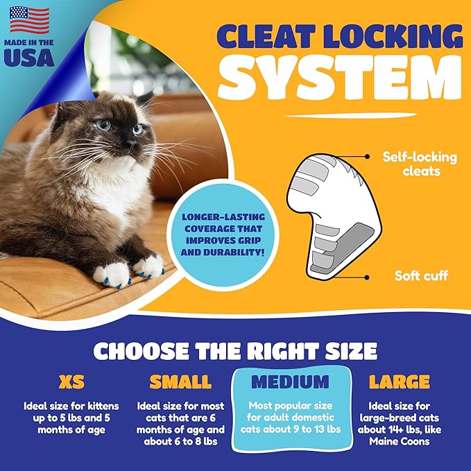 Soft Claws Cat Nail Caps for Medium Cats – (40 Caps, Green & Black) - Made in USA - Veterinarian-Developed | Protects Furniture & Skin - Easy to Apply, Long-Lasting Anti-Scratch Soft Cat Claw Covers