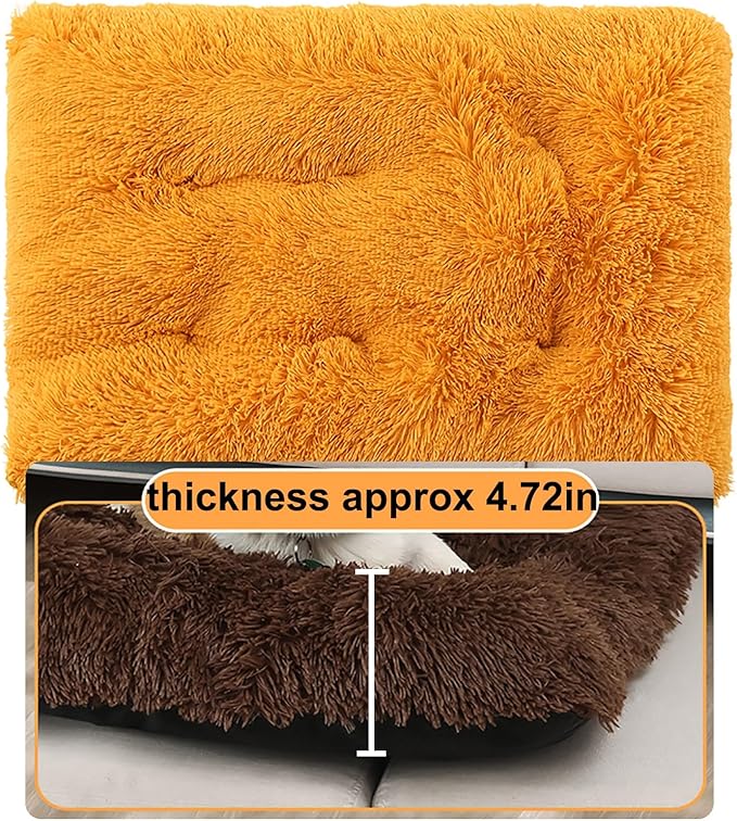 Dog Crate Mat, Dog Bed for Large Dogs, Comfy Fluffy Kennel Pad Anti-Slip for Dog beds & Furniture, Quilted Dog Bed for Pets for Medium/Small Dogs Cats (Color : Yellow, Size : 43x29)