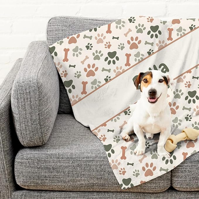 Prints Next Day – Custom 30" x 40" Fleece Pet Lightweight Blanket Personalized with Pet Lightweight's Name - Paw Pattern - Gift for Dog Owners - Printed in America