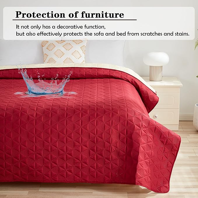 Waterproof Dog Bed Cover Pet Blanket, Soft Pet Couch Covers for Sofa Washable, Bed Couch Sofa Furniture Protector for Puppy Cat Kids (Red,100 * 127 CM)