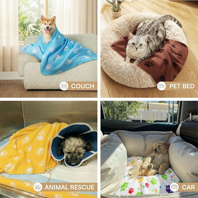 LINENLUX Cute Dog Blanket for Small Medium Dogs 6-Pack Soft Stretchy Fleece Blankets for Pet Cat Puppy Warm Wrinkle-Resistant Throw for Couch Bed Outdoor Coffee 31x24 inch (Pack of 6)