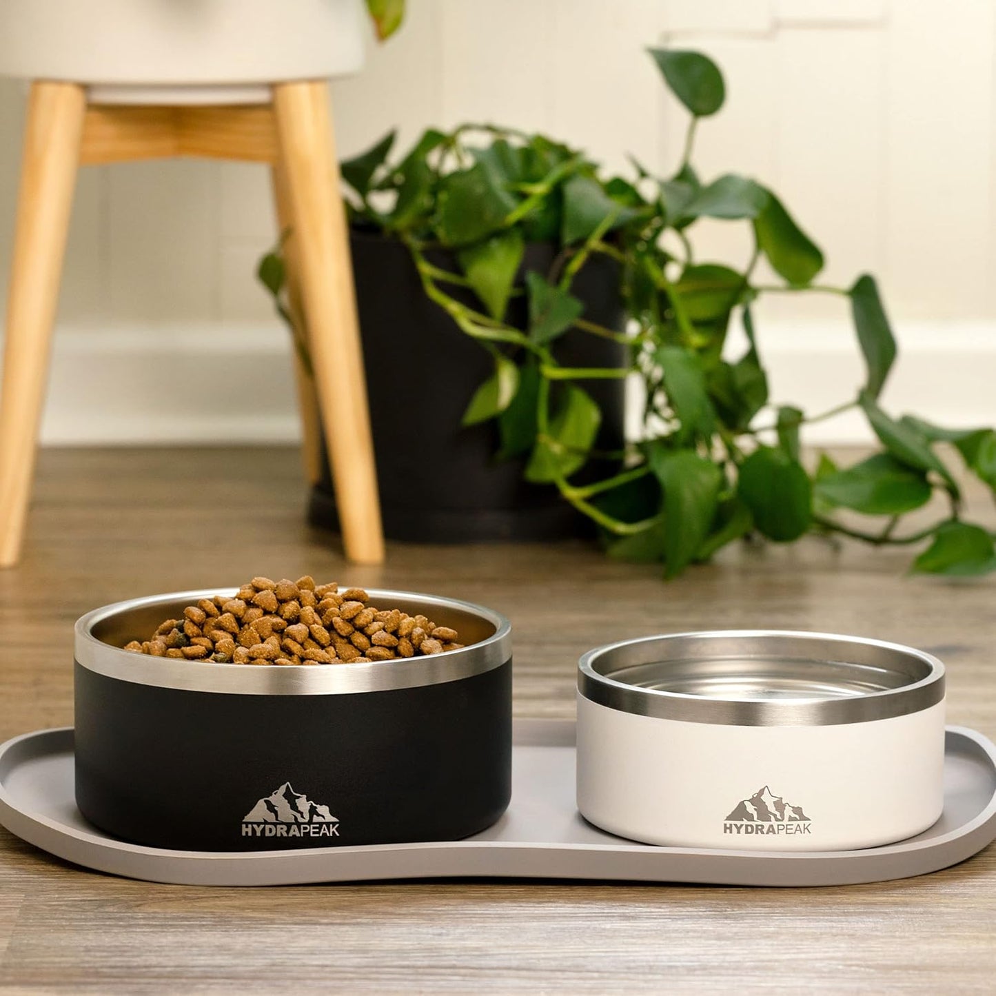 Hydrapeak Dog Bowl; Non Slip Stainless Steel; Water and Food Dish; Large Sized and Small Dogs; 32oz 64oz; Multiple Sizes; 4 Cup | Sage Leaf