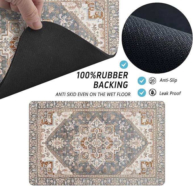 Dog Food Mats for Floors, Absorbent and Quick-Drying Pet Cat Food Mat,Anti-Fouling and Easy-to-Clean Pet Feeding Mat,Dog Bowl Mat for Messy Drinking Water Bowls.16 x24, Bohemia Style