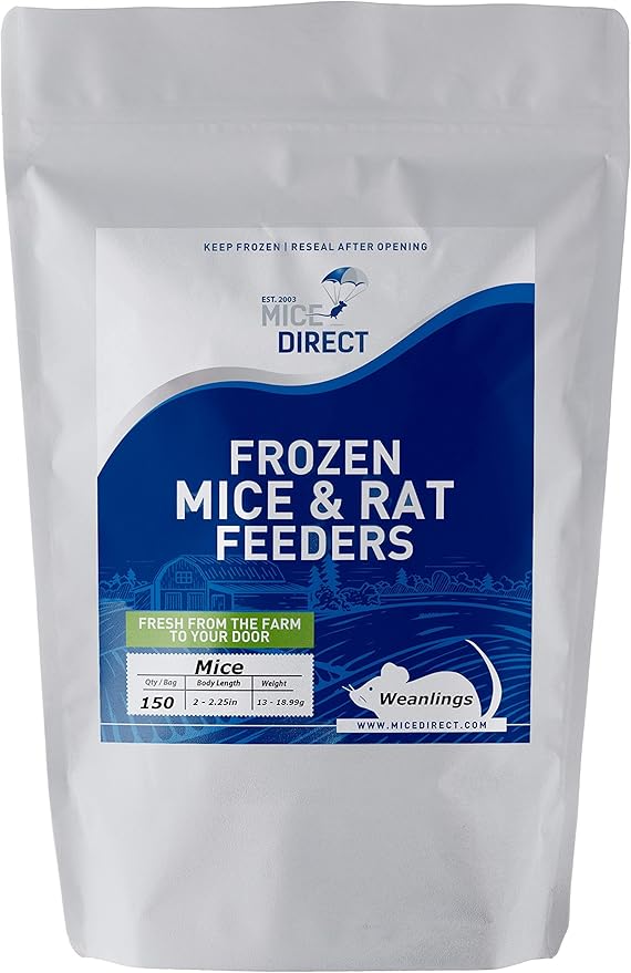 MiceDirect Frozen Weanling Mice Feeders Juvenile Ball Python Adult Corn (150 Count)