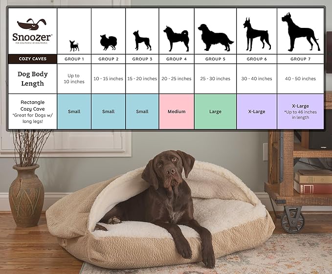 Snoozer Pet Products Luxury Rectangle Cozy Cave Dog Bed with Microsuede, Showdog Collection, Extra Large, Merlin Pewter