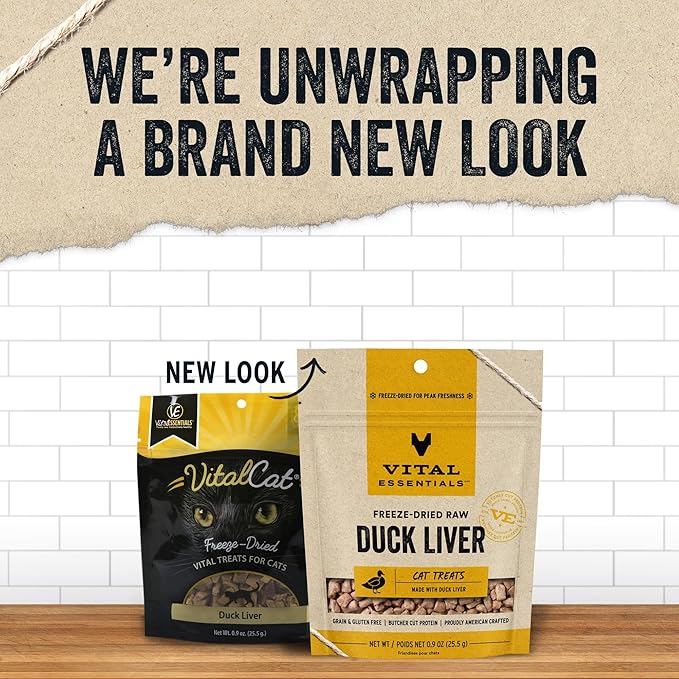 Vital Essentials Duck Liver Cat Treats, 0.9 oz | Freeze-Dried Raw | Single Ingredient | Grain Free, Gluten Free, Filler Free
