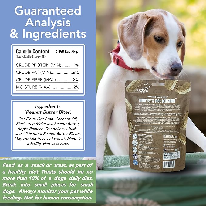 Marcy's Pet Kitchen-Diabetic- All Natural, Crunchy, Peanut Butter Dog Treats - Vet Approved- No Preservatives-Vegan, Gluten Free, Human Grade - Crunchy-Made in The USA, Healthy Peanut Butter Treats