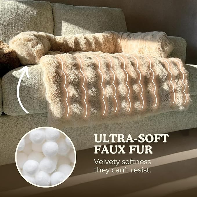 Cloud Pet Sofa Bed, Ultimate Comfort Warm Couch Cover with Fluffy Plush, Anti-Slip Machine Washable Pet Bed Easy to Maintain for Furniture Protector (Coffee(29.5 * 29.5in))
