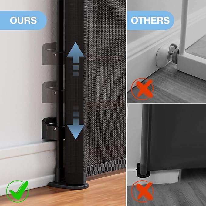PRObebi Retractable Baby & Dog Gate - Extends to 72" Wide, 34" Tall, for Stairs, Doorways, Hallways, Outdoor, Deck, Porch