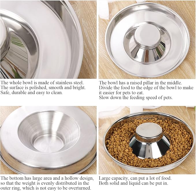 Stainless Steel Pet Bowl for Puppy and Cat, Dog Food and Water Feeding Bowl, Puppies and Kittens Weaning Bowls, Multiple Dogs and Cats Eat and Drink Together (2PC, M)