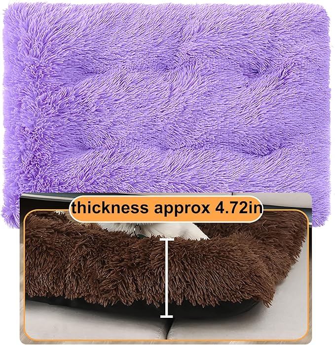 Dog Crate Mat, Dog Bed for Large Dogs, Comfy Fluffy Kennel Pad Anti-Slip for Dog beds & Furniture, Quilted Dog Bed for Pets for Medium/Small Dogs Cats (Color : Purple, Size : 36x25)