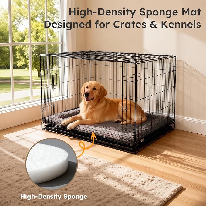 Dog Bed Mat, Dual-Sided Dog Crate Bed Mat - Ultra Soft & Machine Washable Kennel Pad for Cats and Extra Small Dogs, All-Season Comfort Pet Bed for Crates, Travel, and Home, Light Brown, 18 x 14 Inch